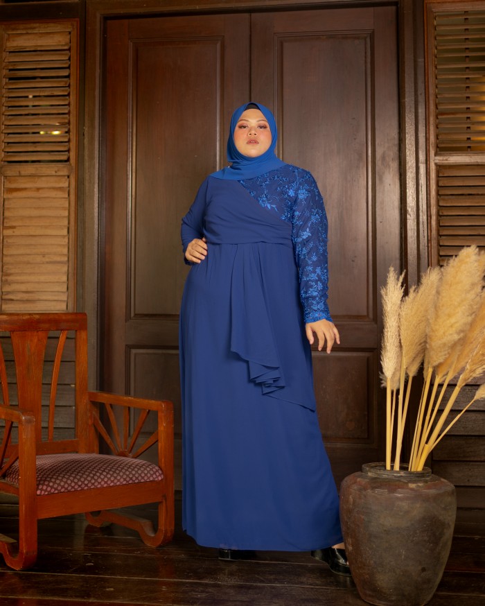 Nur Auliya Luxe Dress (Royal Blue)